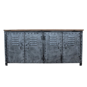 VINTAGE IRON LOCKER SIDEBOARD WITH RECLAIMED RAILWAY SLEEPER WOOD Philbee Interiors 