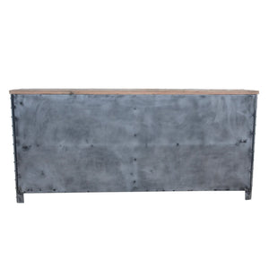 VINTAGE IRON LOCKER SIDEBOARD WITH RECLAIMED RAILWAY SLEEPER WOOD Philbee Interiors 