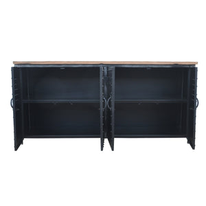 VINTAGE IRON LOCKER SIDEBOARD WITH RECLAIMED RAILWAY SLEEPER WOOD Philbee Interiors 