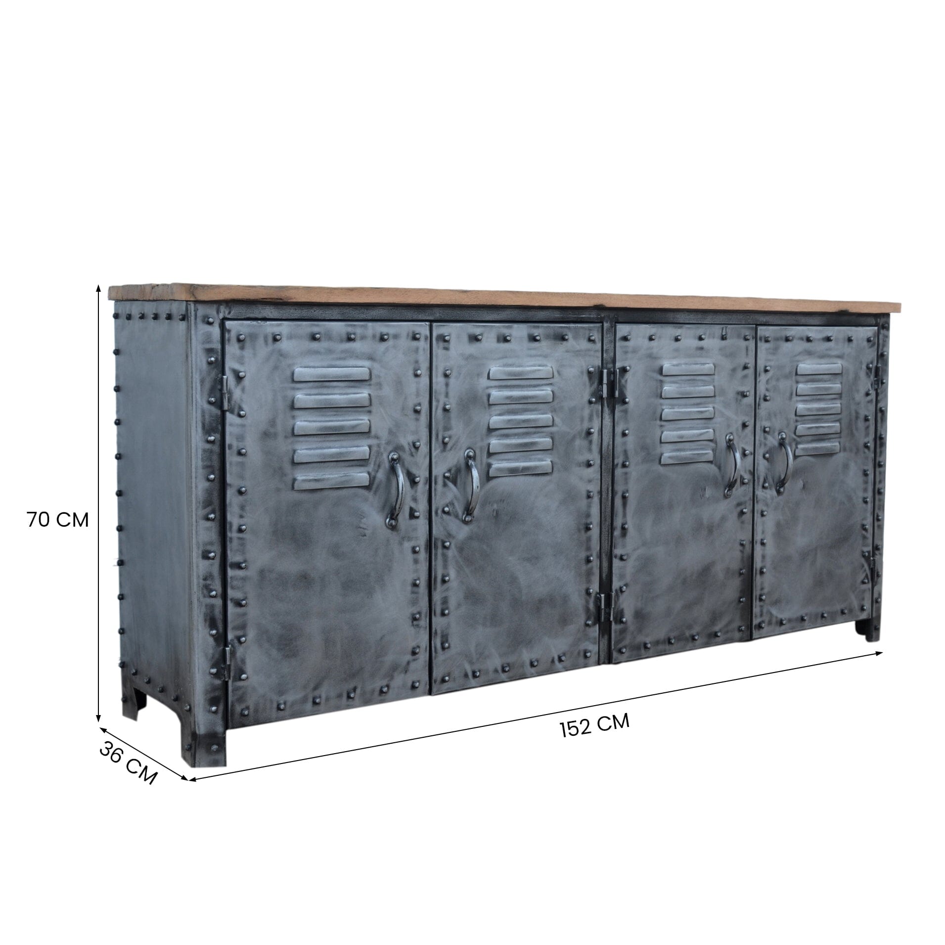 VINTAGE IRON LOCKER SIDEBOARD WITH RECLAIMED RAILWAY SLEEPER WOOD Philbee Interiors 