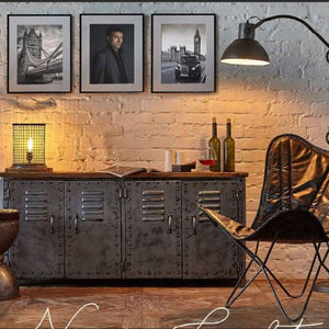 VINTAGE IRON LOCKER SIDEBOARD WITH RECLAIMED RAILWAY SLEEPER WOOD Philbee Interiors 