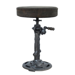 VINTAGE LEATHER WINDUP STOOL Philbee Interiors 