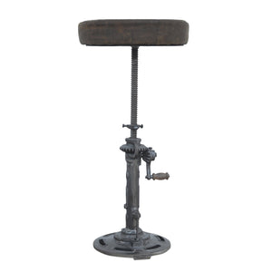 VINTAGE LEATHER WINDUP STOOL Philbee Interiors 