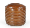 CARAMEL GROOVED LEATHER OTTOMAN Philbee Interiors 