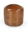 CARAMEL GROOVED LEATHER OTTOMAN Philbee Interiors 