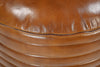 CARAMEL GROOVED LEATHER OTTOMAN Philbee Interiors 