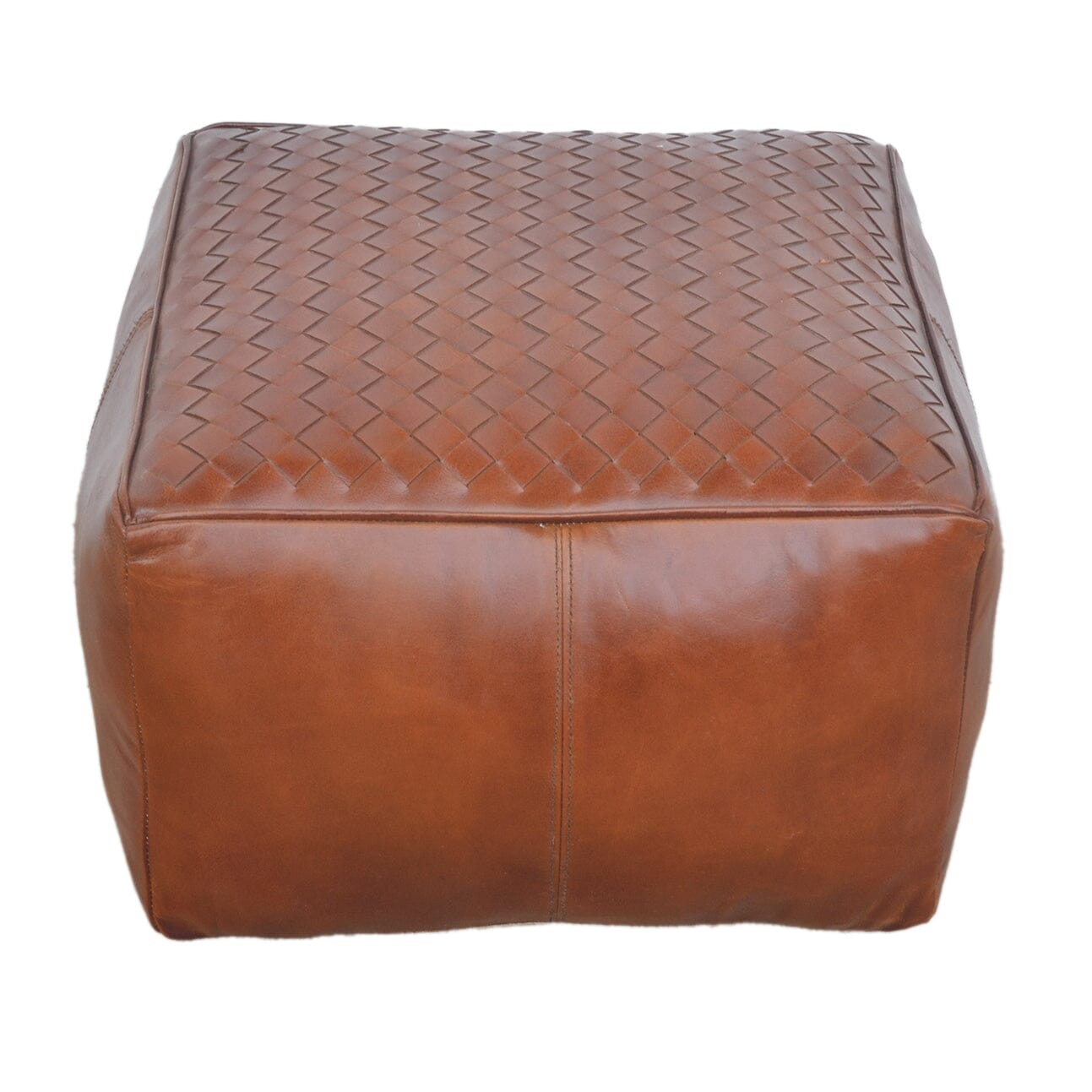 SQUARE LATTICED LEATHER OTTOMAN Ottomans Philbee Interiors 