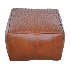 SQUARE LATTICED LEATHER OTTOMAN Ottomans Philbee Interiors 