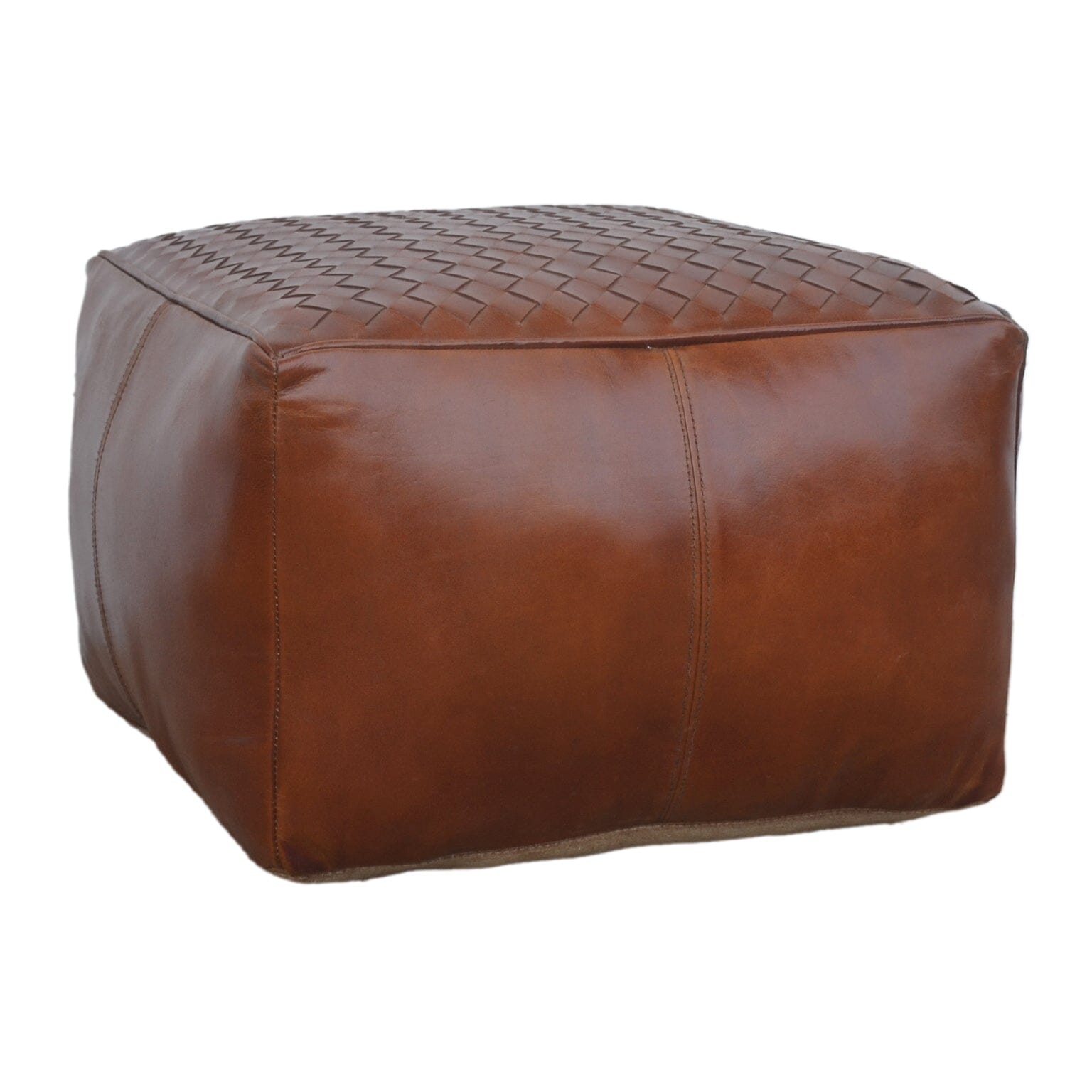SQUARE LATTICED LEATHER OTTOMAN Ottomans Philbee Interiors 