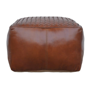 SQUARE LATTICED LEATHER OTTOMAN Ottomans Philbee Interiors 