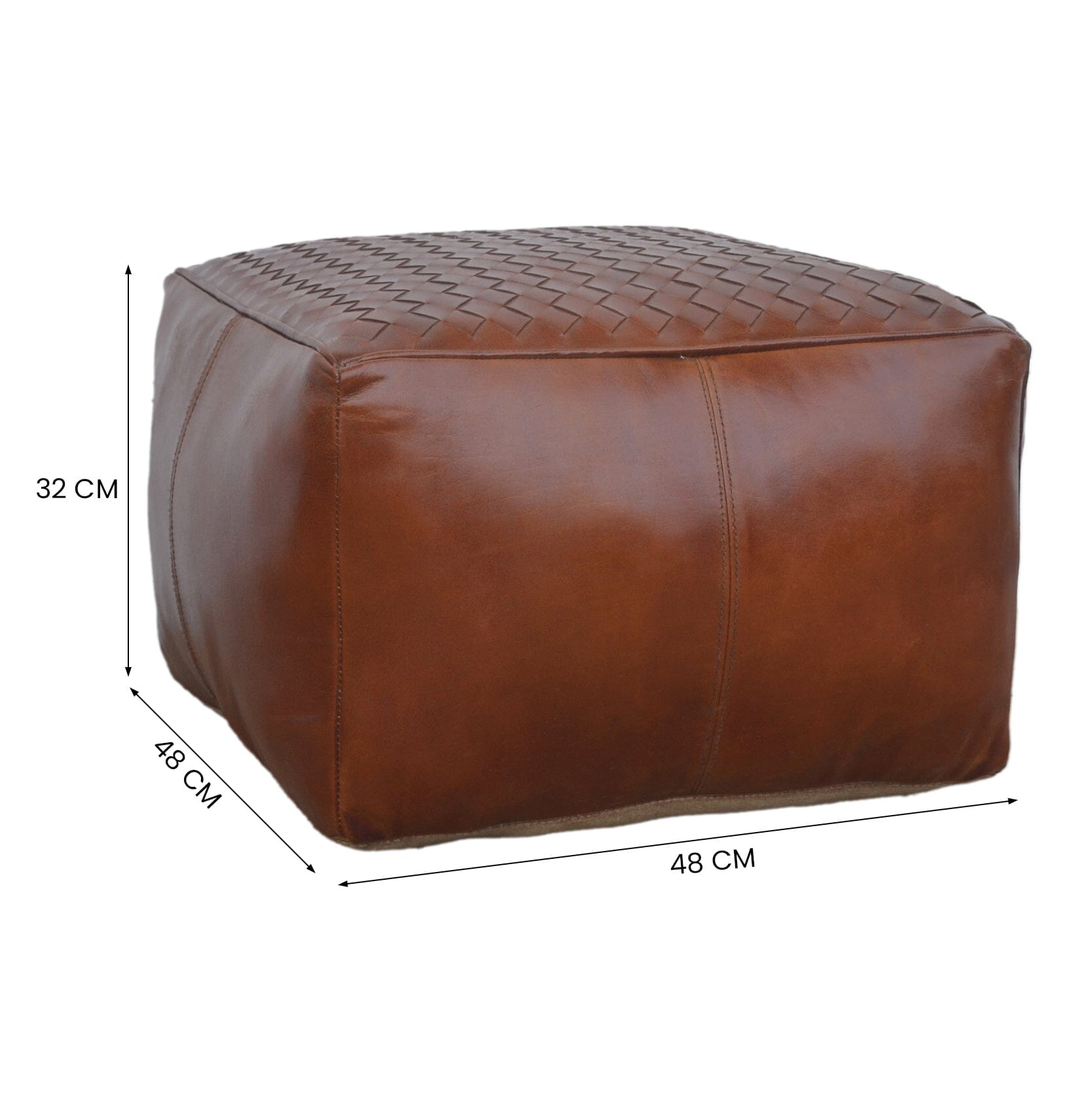 SQUARE LATTICED LEATHER OTTOMAN Ottomans Philbee Interiors 