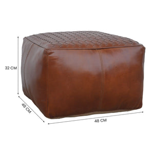 SQUARE LATTICED LEATHER OTTOMAN Ottomans Philbee Interiors 