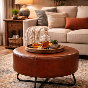 BOLERO LEATHER COFFEE TABLE/OTTOMAN Ottomans Philbee Interiors 