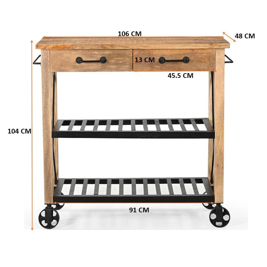 HARDWOOD BUTLERS TROLLEY ON WHEELS Philbee Interiors 