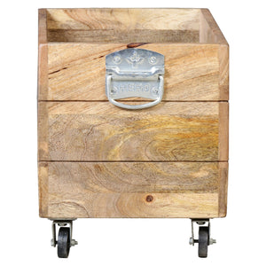 INDUSTRIAL RECYCLE BASKET ON CAST IRON WHEELS Philbee Interiors 