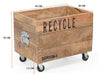 INDUSTRIAL RECYCLE BASKET ON CAST IRON WHEELS Philbee Interiors 