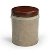 FRENCH CANVAS LEATHER PERFUME OTTOMAN Philbee Interiors 