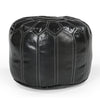 MOROCCAN LEATHER OTTOMAN BLACK Philbee Interiors 