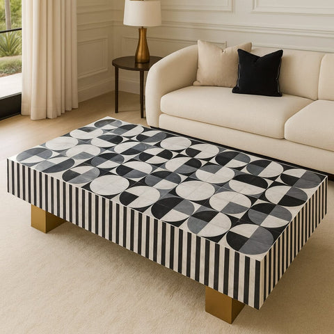 MOTHER OF PEARL HAND INLAY PRISM COFFEE TABLE Coffee table Philbee Interiors 