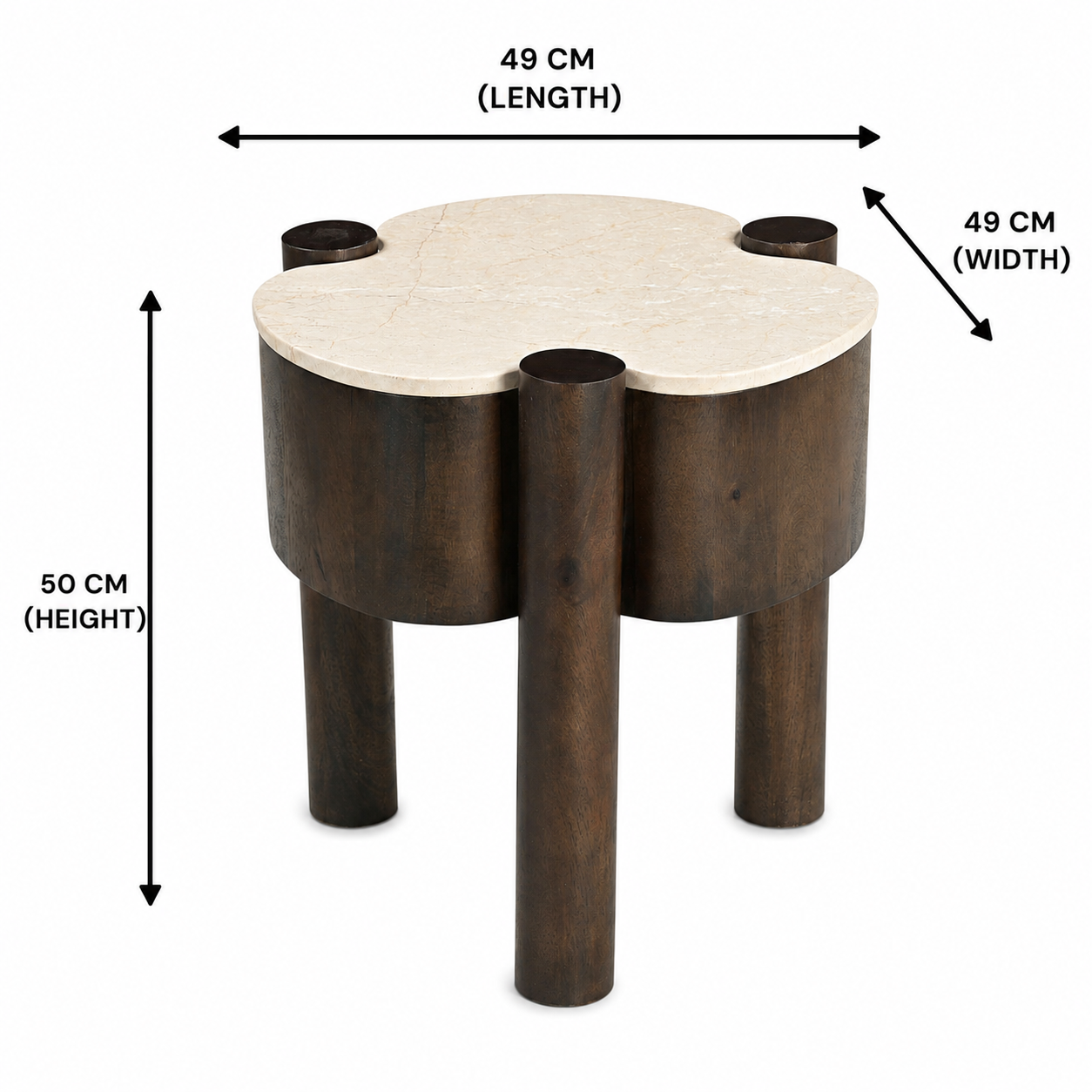 MARBLE CLOVER CREST SIDE TABLE