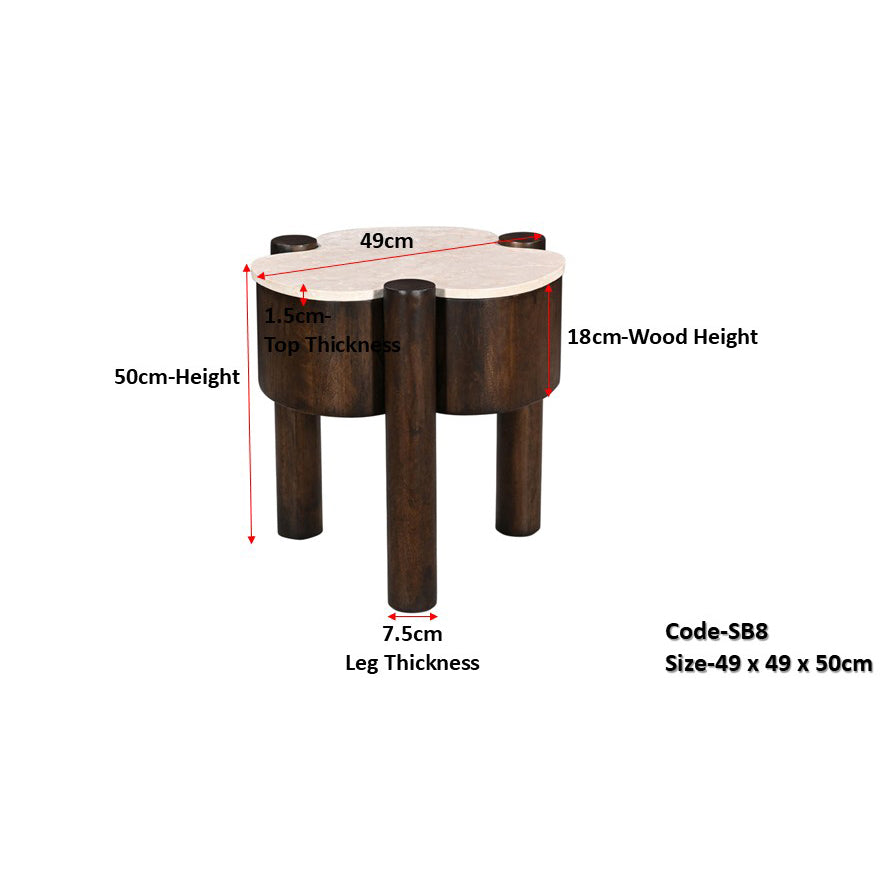 MARBLE CLOVER CREST SIDE TABLE