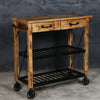 HARDWOOD BUTLERS TROLLEY ON WHEELS DISTRESSED FINISH Cabinets & Storage Philbee Interiors 