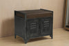 SMALL HAND MADE LOCKER BENCH WITH GENUINE LEATHER Cabinets & Storage Philbee Interiors 