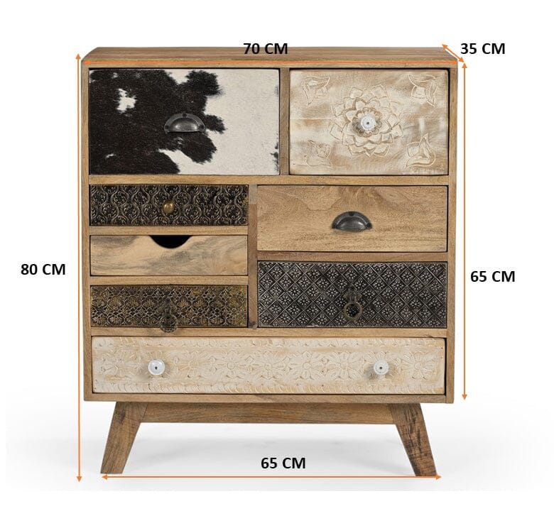 SCANDI HAND MADE SOLID TIMBER COWHIDE CABINET Cabinets & Storage Philbee Interiors 