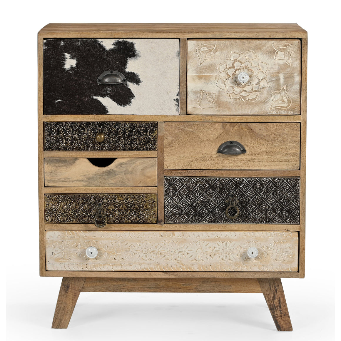 SCANDI HAND MADE SOLID TIMBER COWHIDE CABINET Cabinets & Storage Philbee Interiors 