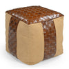 GENUINE LEATHER AND CANVAS OTTOMAN Ottomans Philbee Interiors 