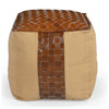 GENUINE LEATHER AND CANVAS OTTOMAN Ottomans Philbee Interiors 