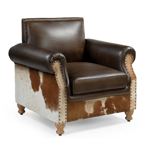 RIVERINA HAND MADE COWHIDE AND GENUINE LEATHER ARM CHAIR Furniture Philbee Interiors 