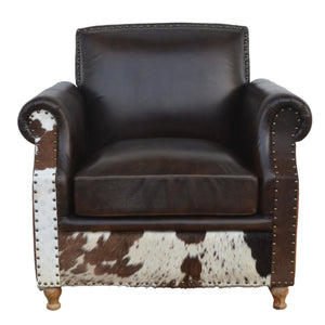 RIVERINA HAND MADE COWHIDE AND GENUINE LEATHER ARM CHAIR Furniture Philbee Interiors 