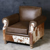 RIVERINA HAND MADE COWHIDE AND GENUINE LEATHER ARM CHAIR Furniture Philbee Interiors 