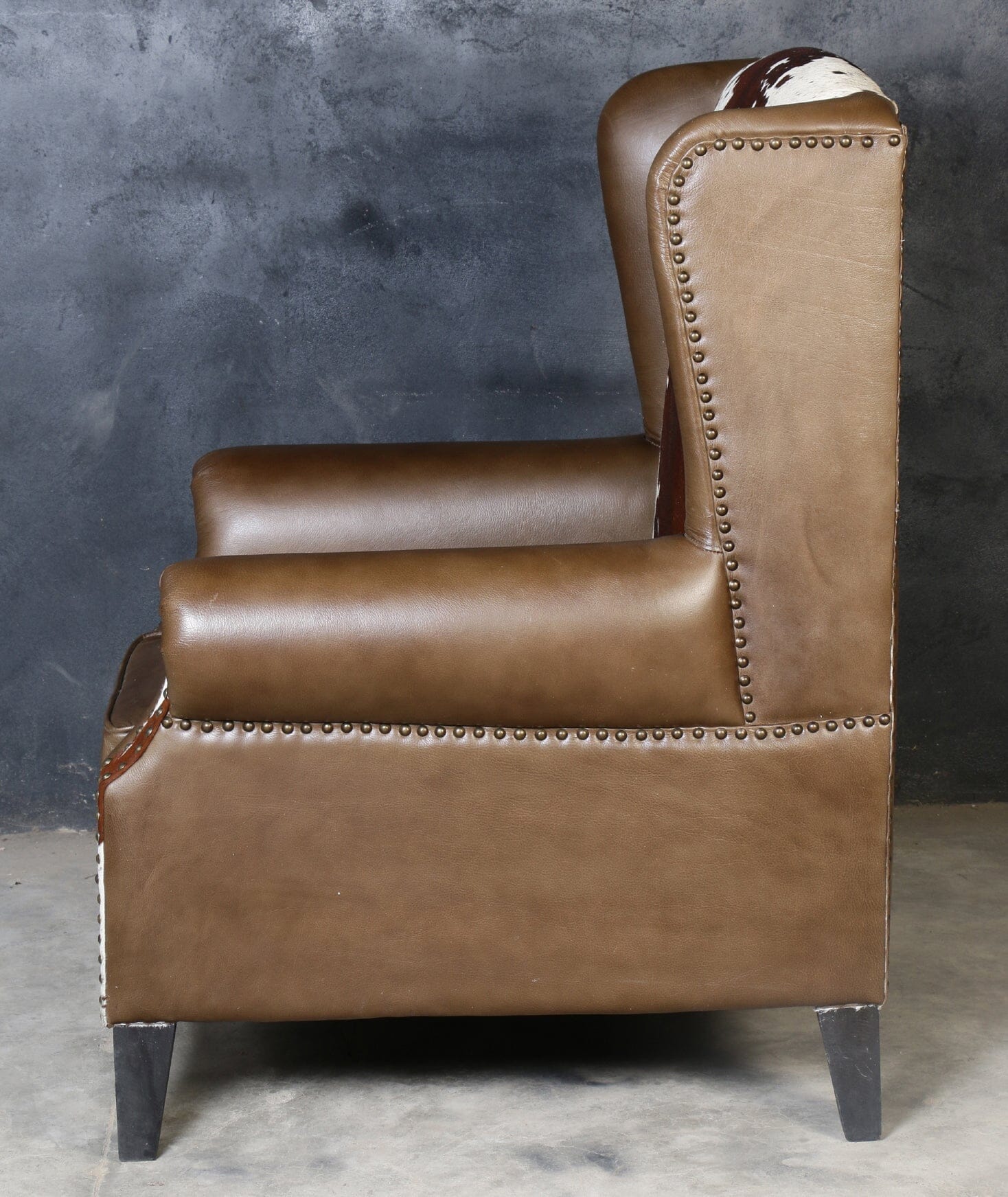 JOELENE HAND MADE COWHIDE AND GENUINE LEATHER ARM CHAIR Furniture Philbee Interiors 