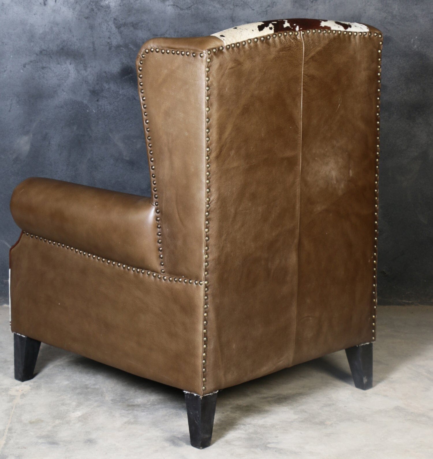 JOELENE HAND MADE COWHIDE AND GENUINE LEATHER ARM CHAIR Furniture Philbee Interiors 
