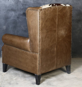 JOELENE HAND MADE COWHIDE AND GENUINE LEATHER ARM CHAIR Furniture Philbee Interiors 