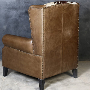 JOELENE HAND MADE COWHIDE AND GENUINE LEATHER ARM CHAIR Furniture Philbee Interiors 