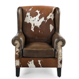 JOELENE HAND MADE COWHIDE AND GENUINE LEATHER ARM CHAIR Furniture Philbee Interiors 