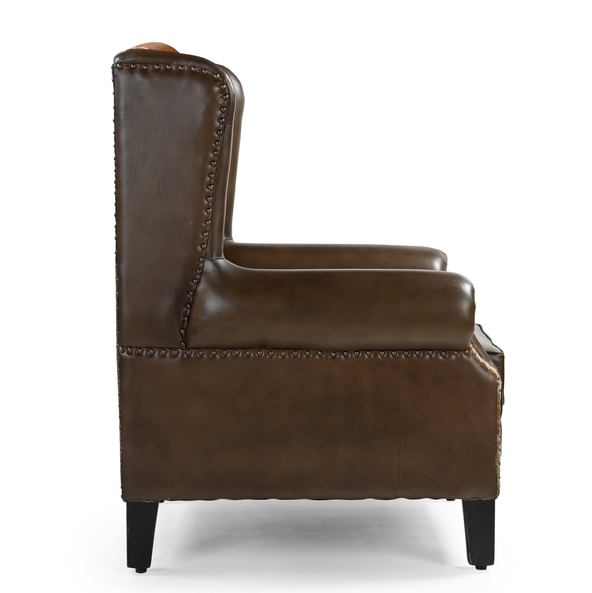 JOELENE HAND MADE COWHIDE AND GENUINE LEATHER ARM CHAIR Furniture Philbee Interiors 