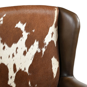 JOELENE HAND MADE COWHIDE AND GENUINE LEATHER ARM CHAIR Furniture Philbee Interiors 