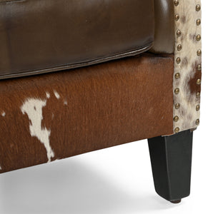 JOELENE HAND MADE COWHIDE AND GENUINE LEATHER ARM CHAIR Furniture Philbee Interiors 