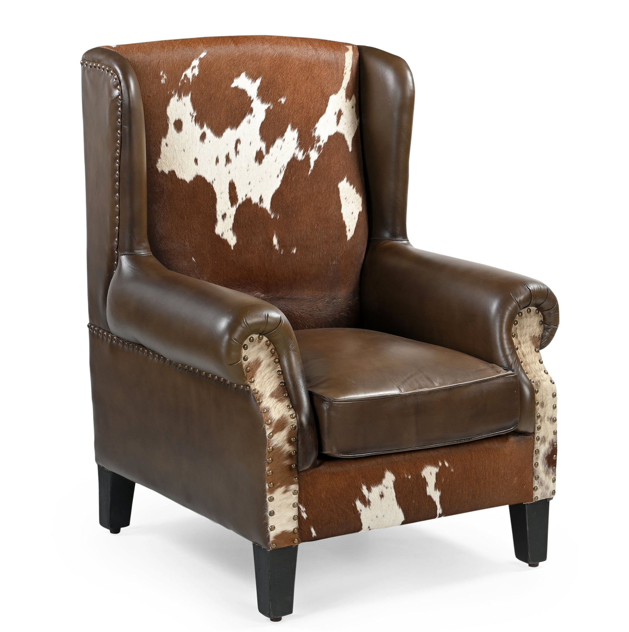JOELENE HAND MADE COWHIDE AND GENUINE LEATHER ARM CHAIR Furniture Philbee Interiors 
