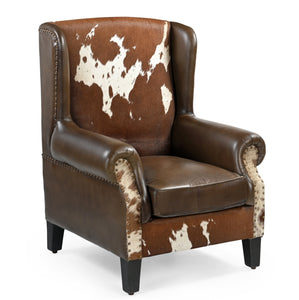 JOELENE HAND MADE COWHIDE AND GENUINE LEATHER ARM CHAIR Furniture Philbee Interiors 