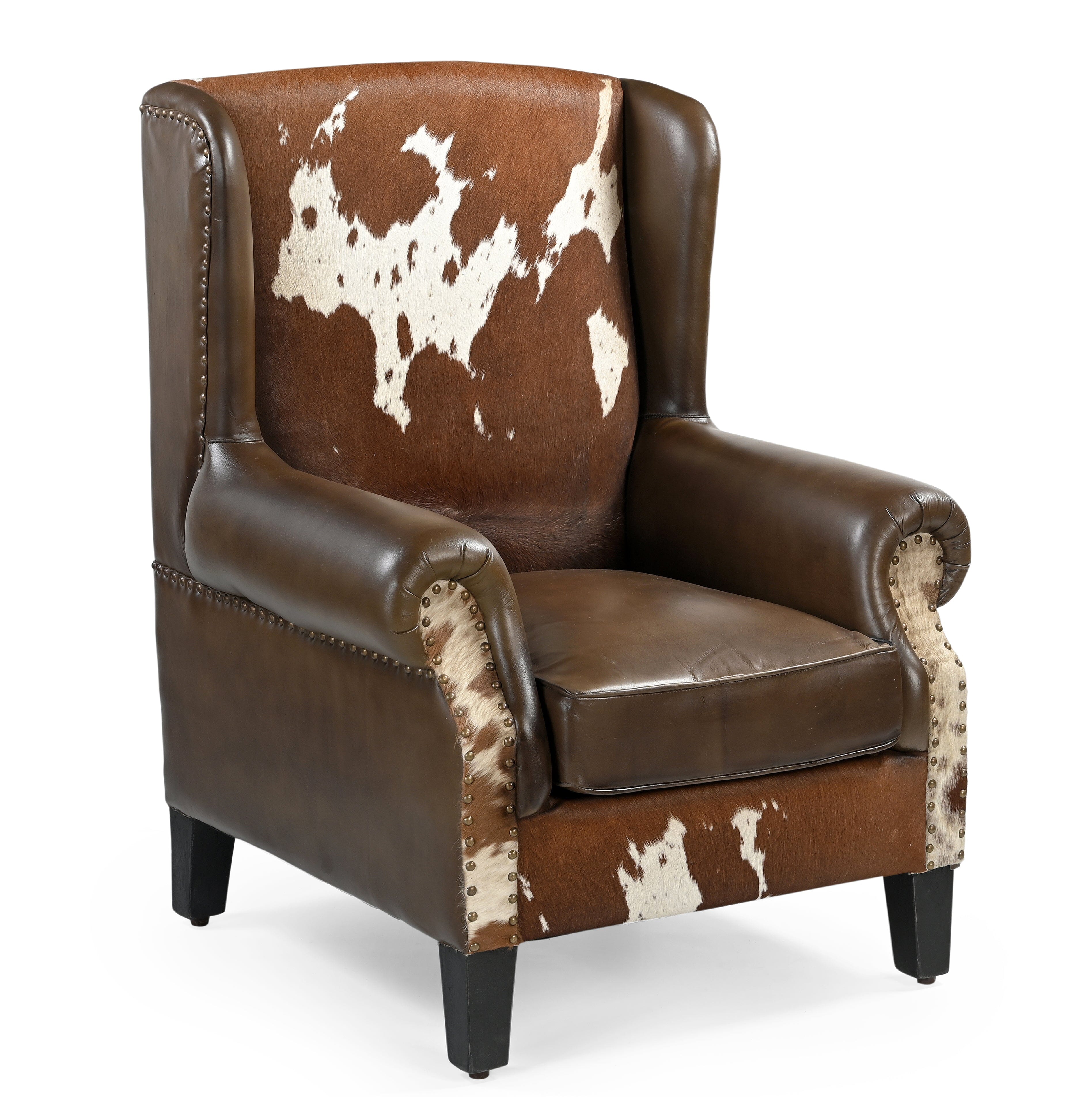 JOELENE HAND MADE COWHIDE AND GENUINE LEATHER ARM CHAIR Furniture Philbee Interiors 
