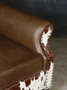 JOELENE HAND MADE COWHIDE AND GENUINE LEATHER ARM CHAIR Furniture Philbee Interiors 