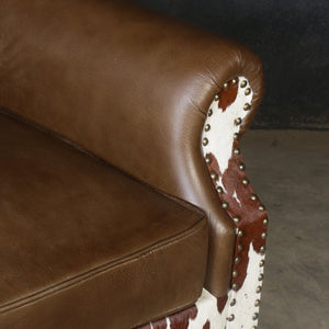 JOELENE HAND MADE COWHIDE AND GENUINE LEATHER ARM CHAIR Furniture Philbee Interiors 