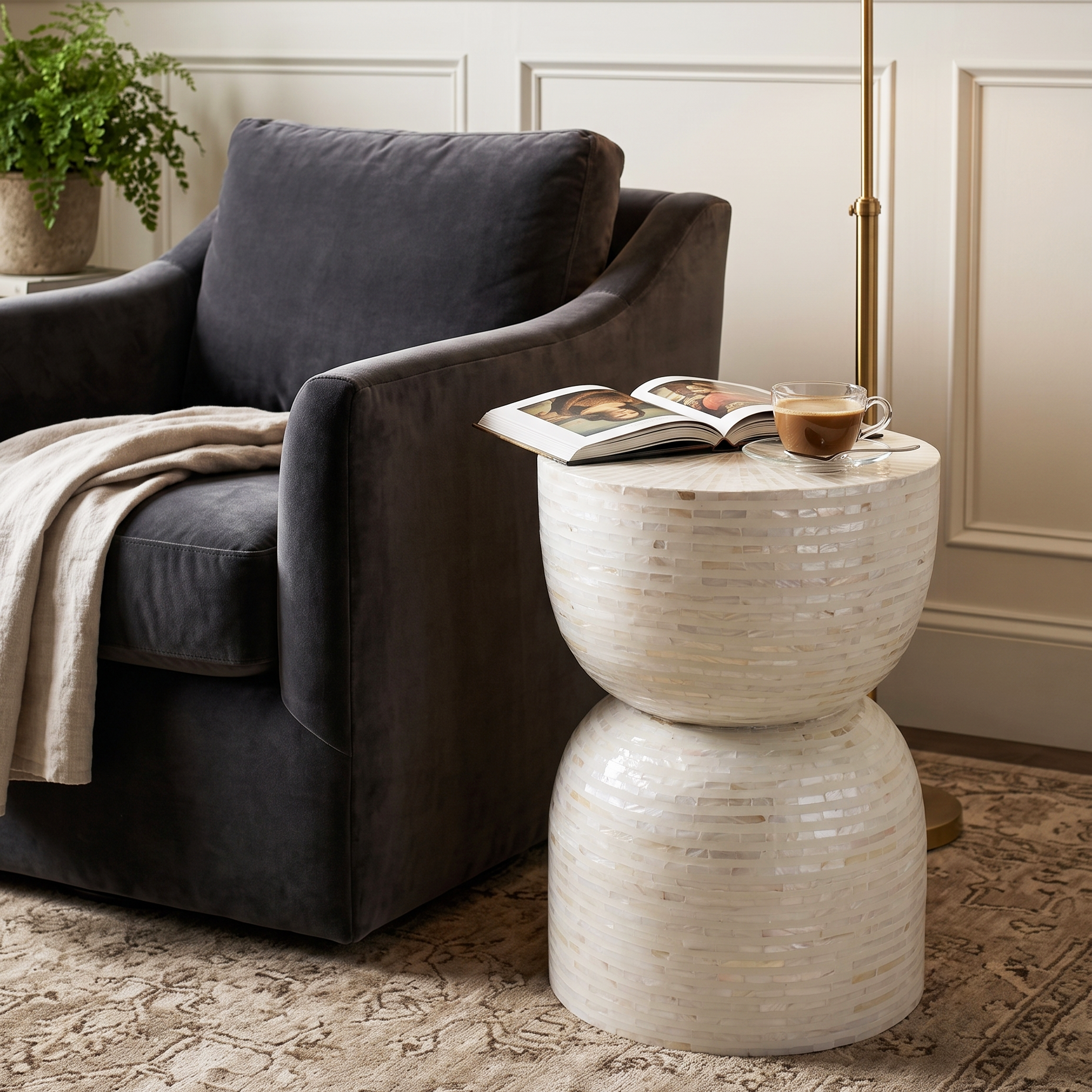 ZARA MOTHER OF PEARL HAND INLAY SIDE TABLE&nbsp;