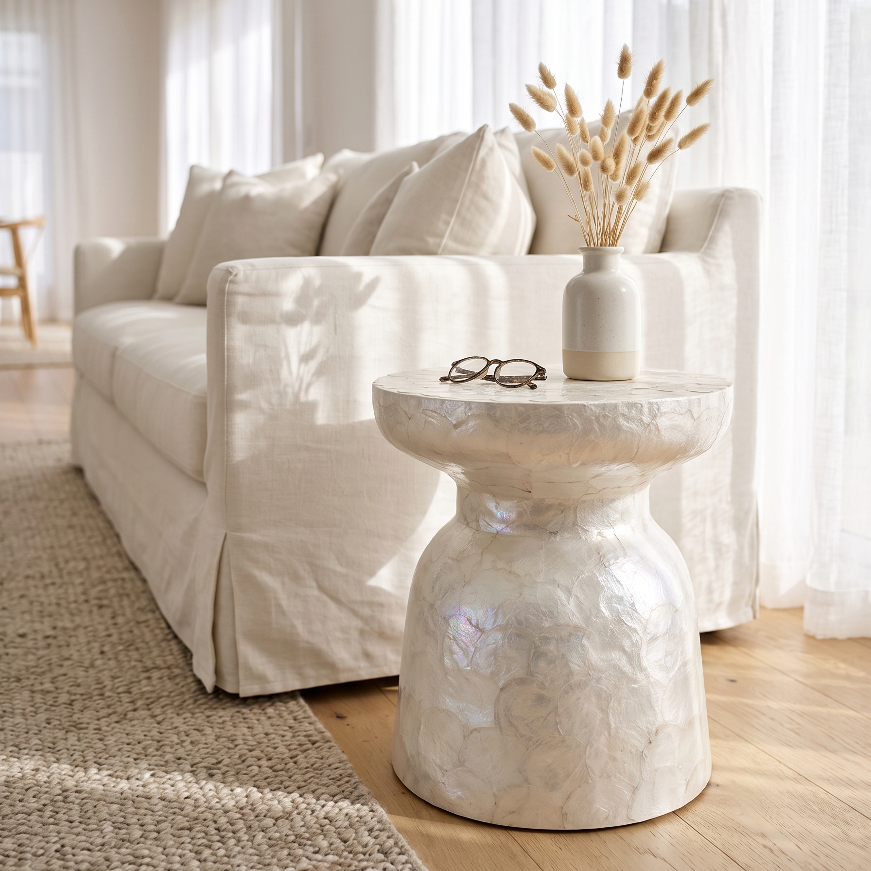 AMALFI MOTHER OF PEARL HAND INLAY SIDE TABLE