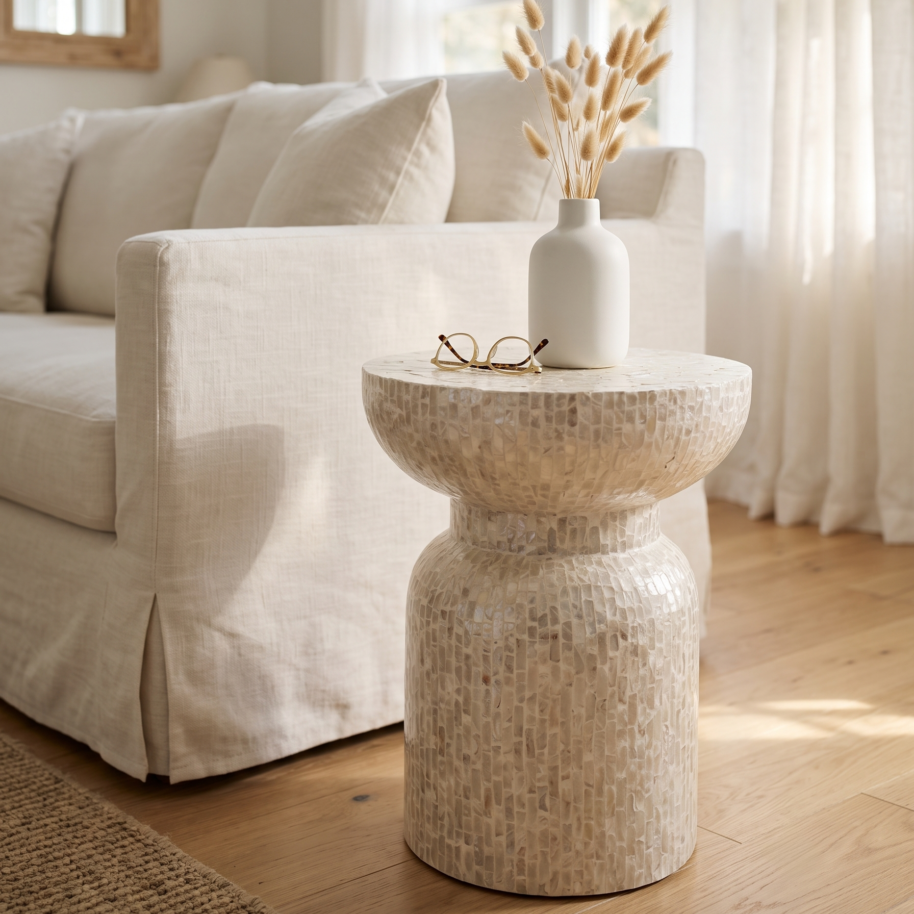 VALENTINA MOTHER OF PEARL HAND INLAY SIDE TABLE